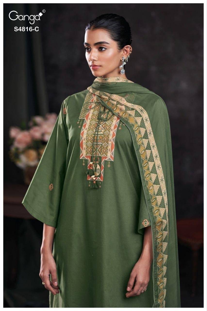 SYLVIA 4816 By GANGA 4816 A TO 4816 D Beautiful Festive Suits Stylish Colorful Fancy Casual Wear & Ethnic Wear PREMIUM COTTON Dresses At Wholesale Price